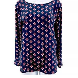 LOFT Floral Tab Sleeve Blouse with Pocket